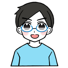 凛々しく笑う眼鏡の男性のイラスト