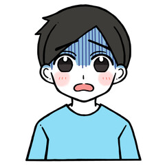 困り顔の青い顔の男性のイラスト