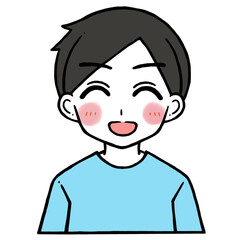 照れる笑顔の男性のイラスト