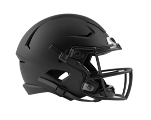 a black football helmet with a metal face mask