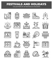 Collection of 25 Unique Festival and Holiday Icons