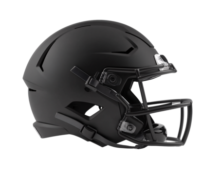 a black football helmet with a metal face mask