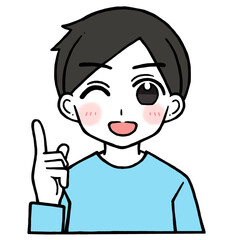 ウインクしながら人差し指を立てる男性のイラスト