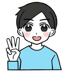 3を出す男性のイラスト