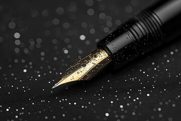 Dark Monochrome Paper with Isolated Abstract Ink Mark