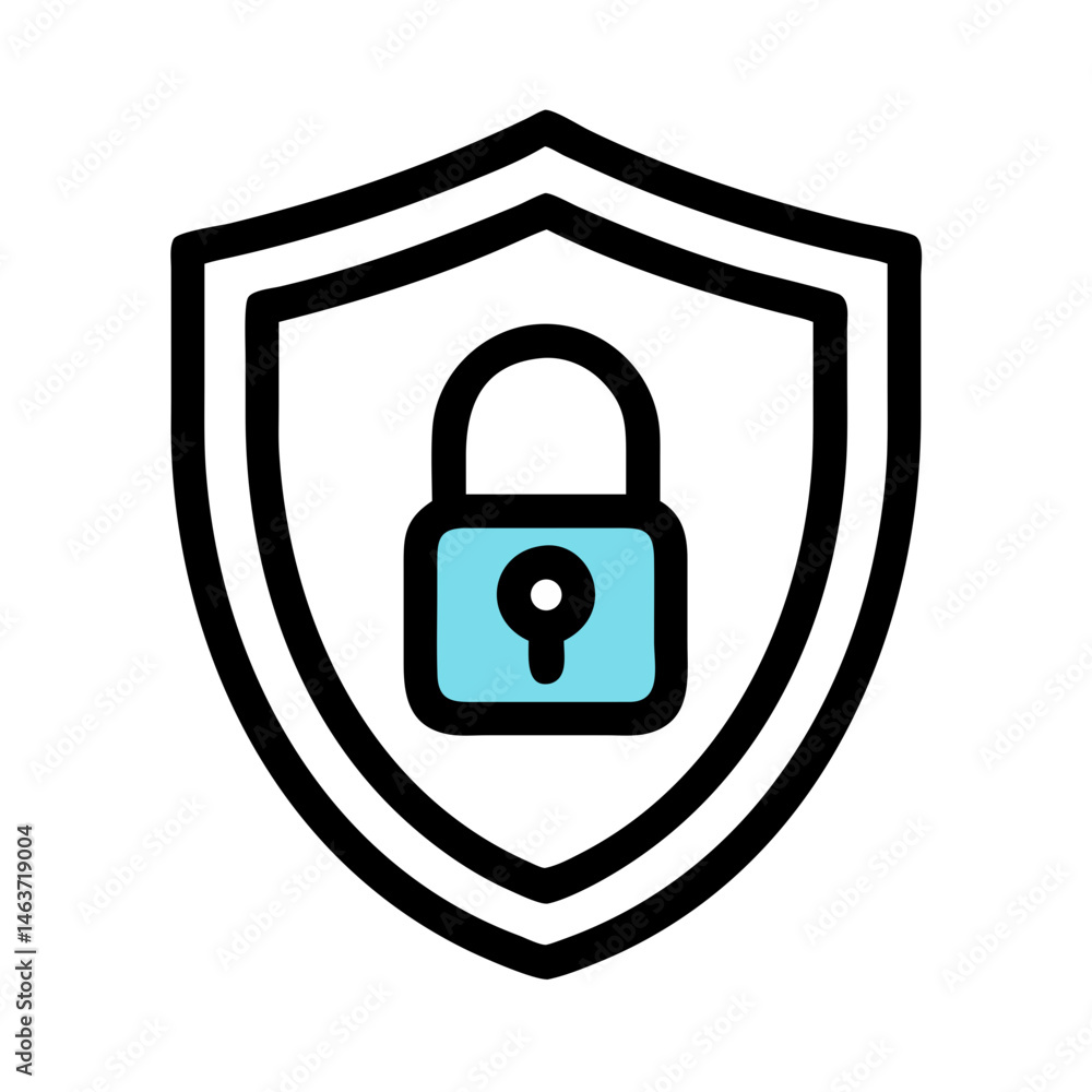 Leinwandbilder shield with lock symbol representing secure data and cyber protection