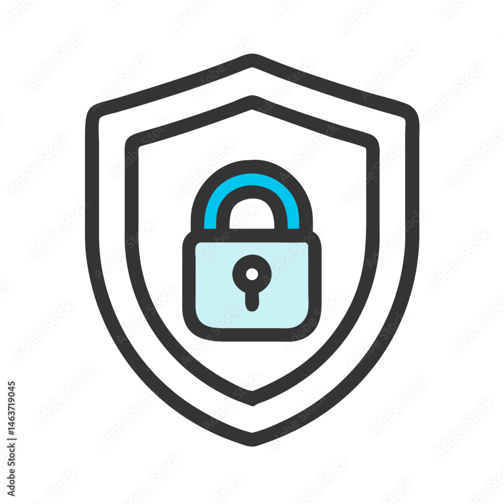 Poster Shield with Lock Symbol Representing Secure Data and Cyber Protection