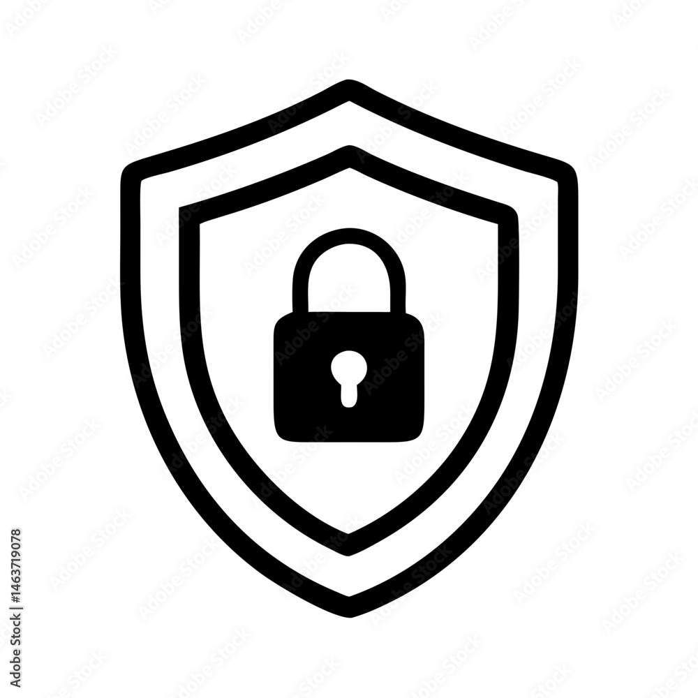 Fototapete Shield with Lock Symbol Representing Secure Data and Cyber Protection