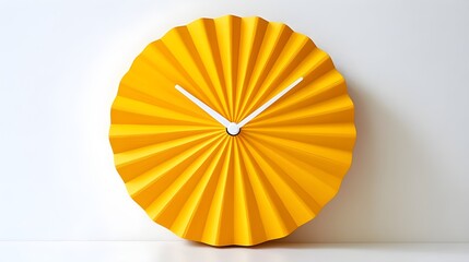 Modern Wall Clock Design, Yellow Pleated Wall Clock, Stylish Timepiece for Home, Minimalist Clock Decor, Contemporary Wall Clock, Sunburst Inspired Wall Clock