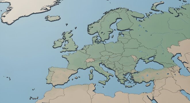Europe Map Illustration with Country Borders