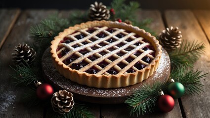 Wooden Background With Homemade Tart