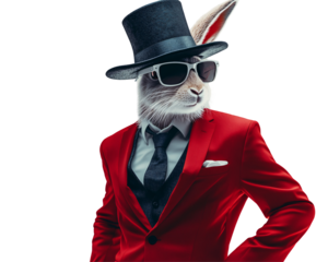 a rabbit wearing a suit and hat