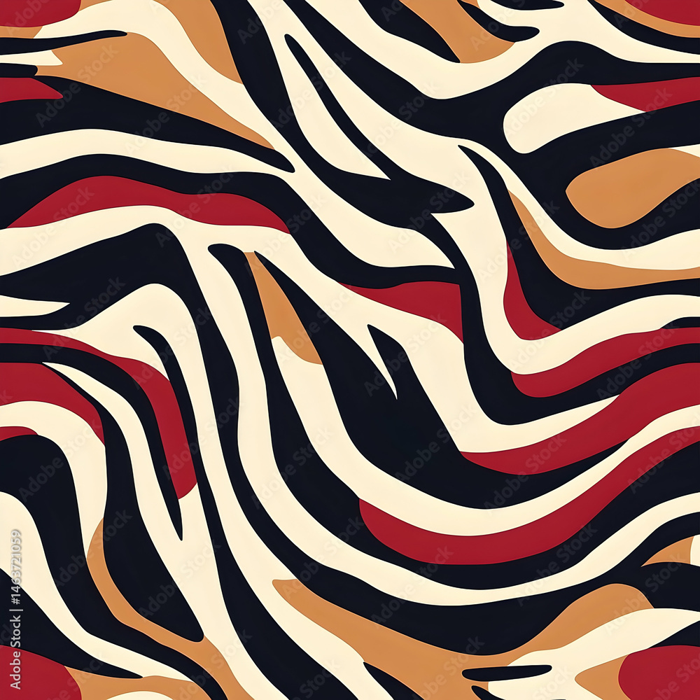 Poster abstract pattern with flowing zebra stripes and bold colors.