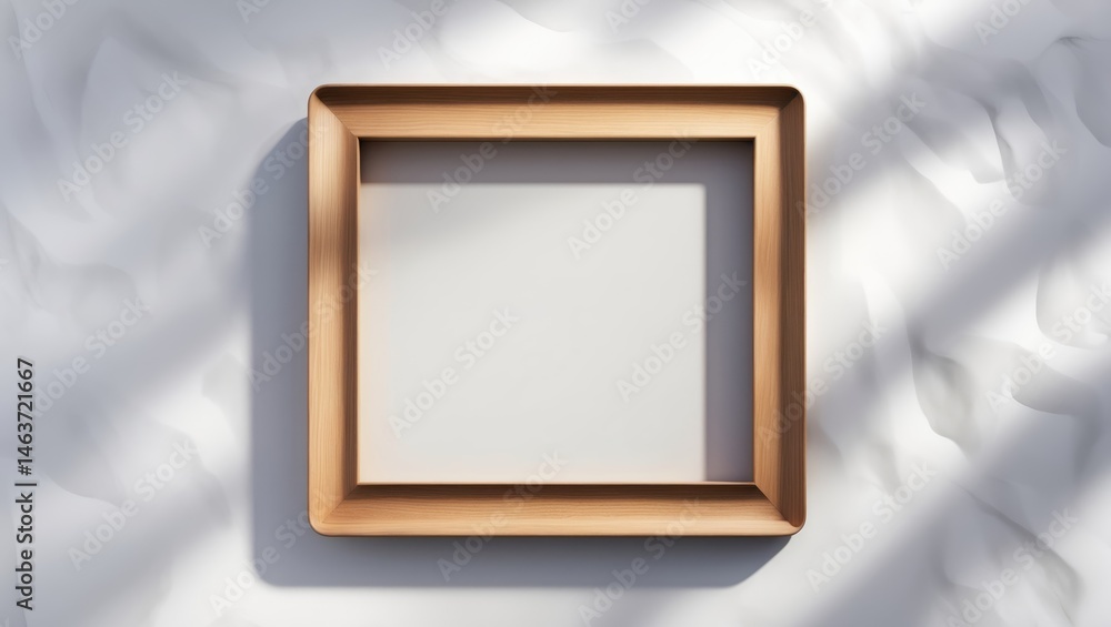 Poster simple wood thin photo frame on white background with clipping path, ideal for advertisement backgro
