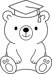 Cute bear wearing graduation cap, symbolizing achievement and celebration