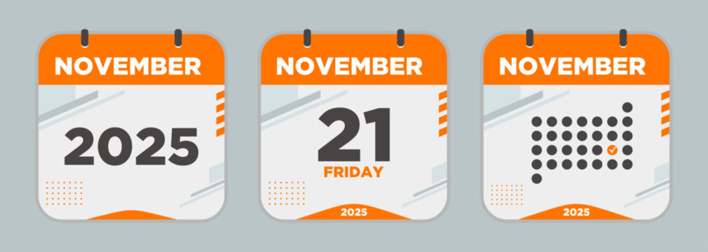 Modern Calendar icon. November. 2025 21 day. The concept of waiting for an important date. Day calendar with date November 21. Cheklist day calendar. Vector illustration.