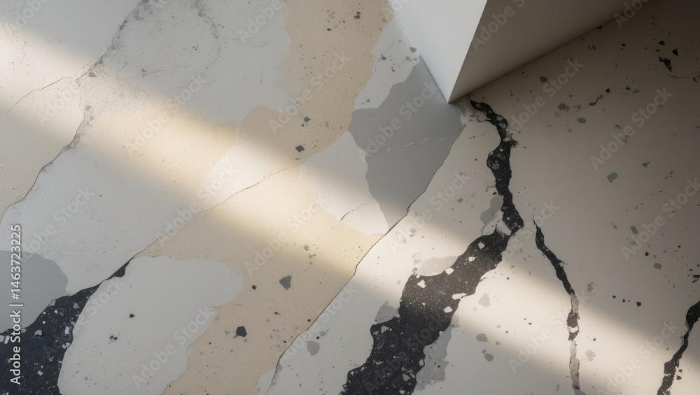 Poster Retro design showcasing textured marble and ceramic surfaces with rustic and modern architecture elements