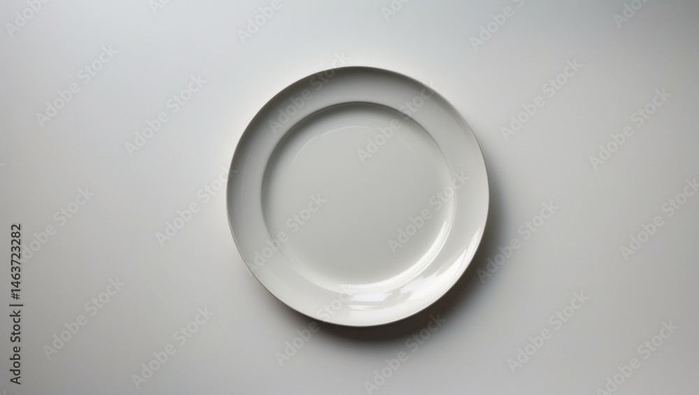 Poster isolated background with a top-down view of an empty plate