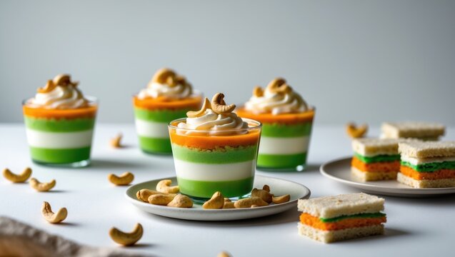 Patriotic tricolor sweet with layered design celebrating India