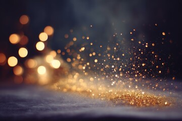 Golden Glitter Sparkling Background with Bokeh Lights
