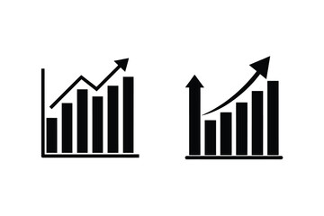 Minimalist vector illustrations of growth charts showing upward trending financial success