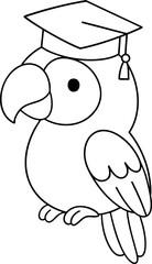 Graduation cap on parrot symbolizes achievement and celebration