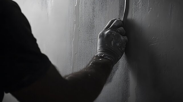 Hand Applying Plaster to a Wall
