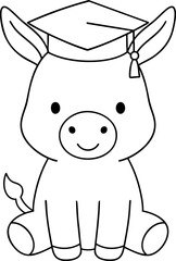 Cute animal wearing graduation cap, symbolizing achievement and celebration