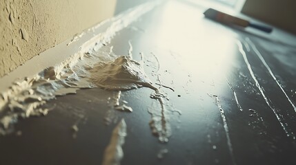 Putty Knife and Wall Compound on a Surface