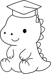 Cute dinosaur wearing graduation cap, symbolizing achievement and celebration