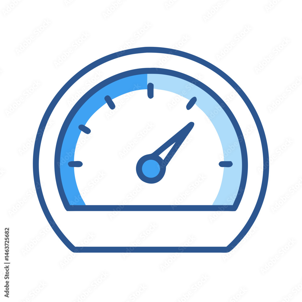 Poster Speedometer Gauge Icon Representing Performance Evaluation and Efficiency Monitoring