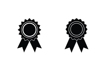 Black and white award ribbons representing achievement and recognition on a plain white background