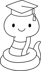 Cute snake wearing graduation cap, symbolizing achievement and celebration