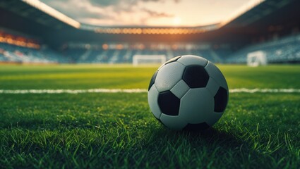 Outdoor soccer field with vibrant green grass and a football in play