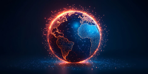 Fototapeta premium Global network connectivity digital world communication concept data visualization technology innovation interconnected earth digital transformation worldwide connection modern design