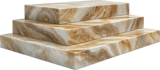 Three-Tiered Beige Marble Steps