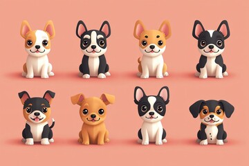 Adorable Cartoon Puppies French Bulldog Corgi and More Cute Dog Illustrations