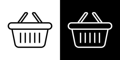Shopping basket icon set in line.