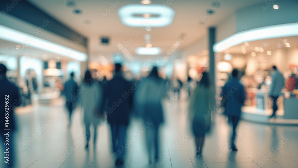 Poster shallow depth of field of mall and store interior with abstract blur for background
