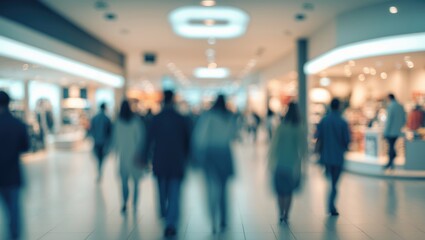 Shallow depth of field of mall and store interior with abstract blur for background
