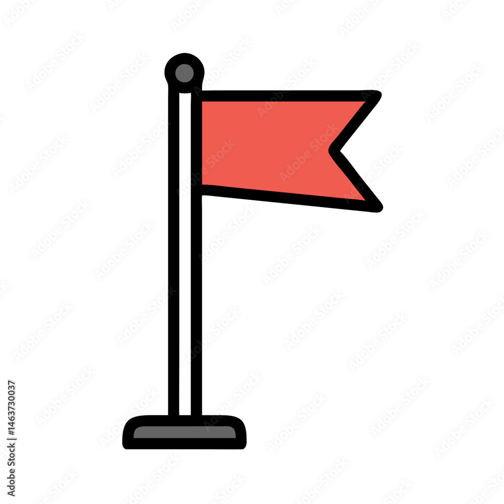 Aufkleber standing flag icon representing set goal and achievement target