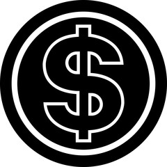 Obraz premium Dollar icon in black line style. Symbolizing currency and finance. Ideal for representing financial transaction and economic discussion. Payment vector illustration isolated on transparent background.