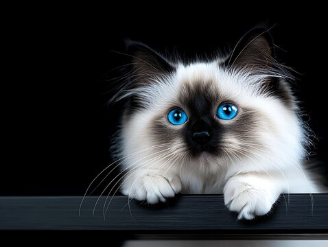 Cute kitten with striking blue eyes