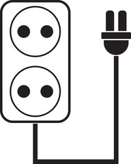 electric plug and socket on white background