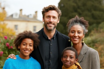 Fototapeta premium Family Portrait in Autumnal Park Setting
