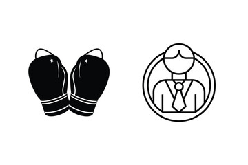 Boxing gloves representing confrontation in the workplace depicted with business professional icon