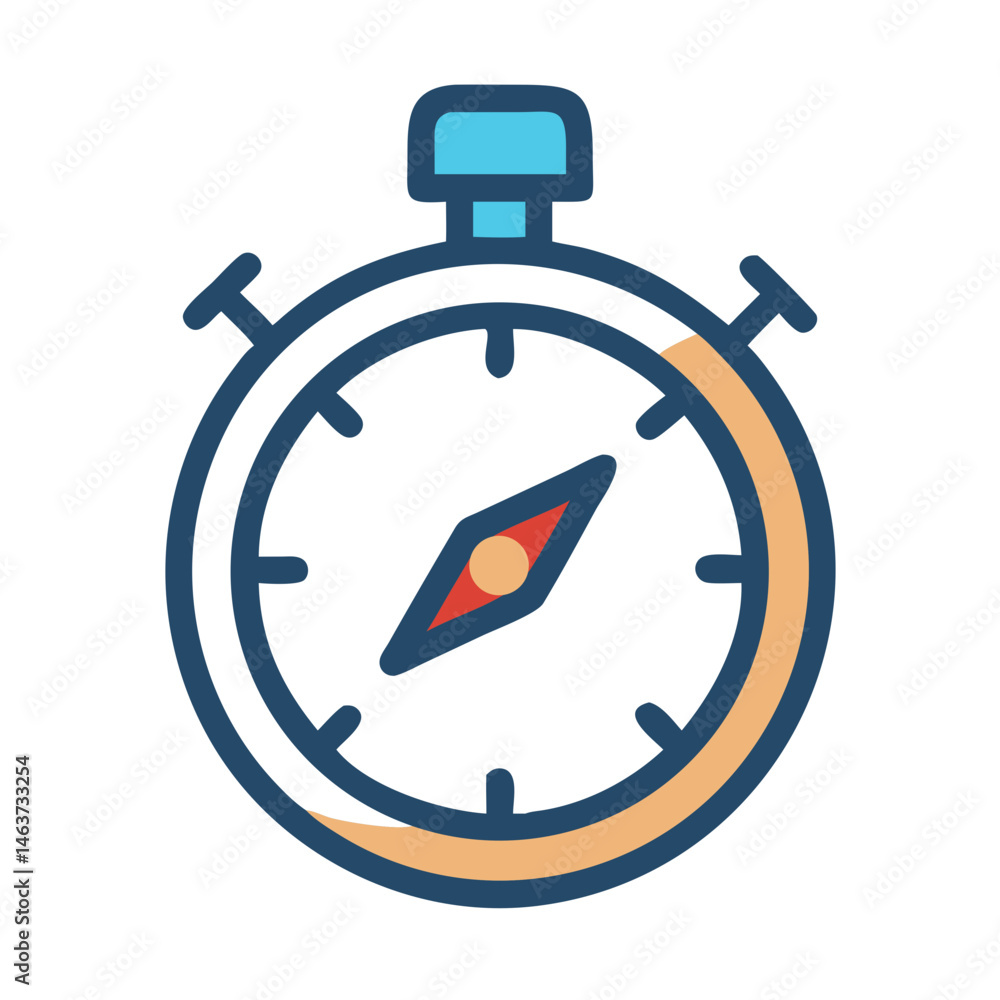 Poster stopwatch with arrow icon representing time management and productivity tracking
