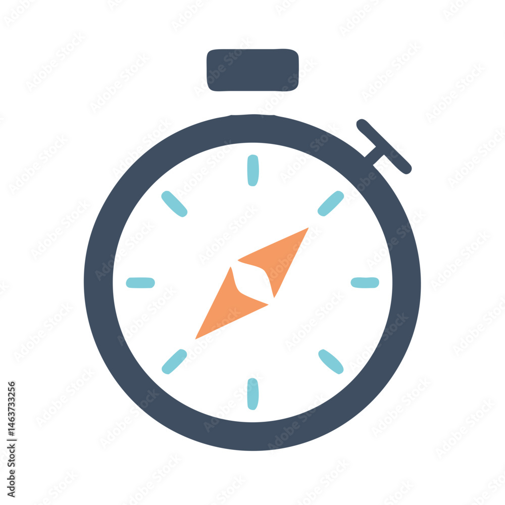 Poster stopwatch with arrow icon representing time management and productivity tracking