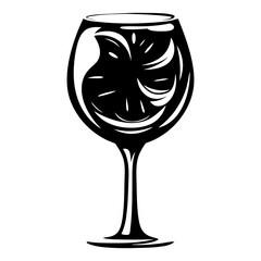 Stylish Monochrome Wine Glass Illustration for Festive and Elegant Design