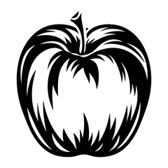 Abstract Black and White Apple Illustration Featuring Stylized Lines and Negative Space